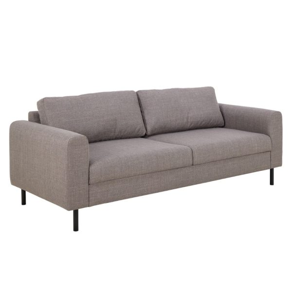 Onalaska Fabric 3 Seater Sofa In Light Grey Brown | Bed Sava