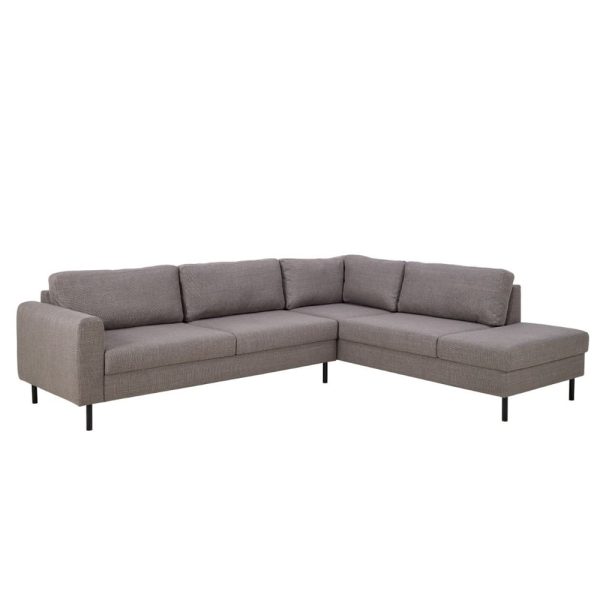 Onalaska Fabric Corner Sofa In Light Grey Brown | Bed Sava
