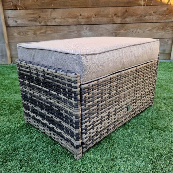 Onamia Rattan Garden Ottoman With Cushion In Natural Brown | Bed Sava