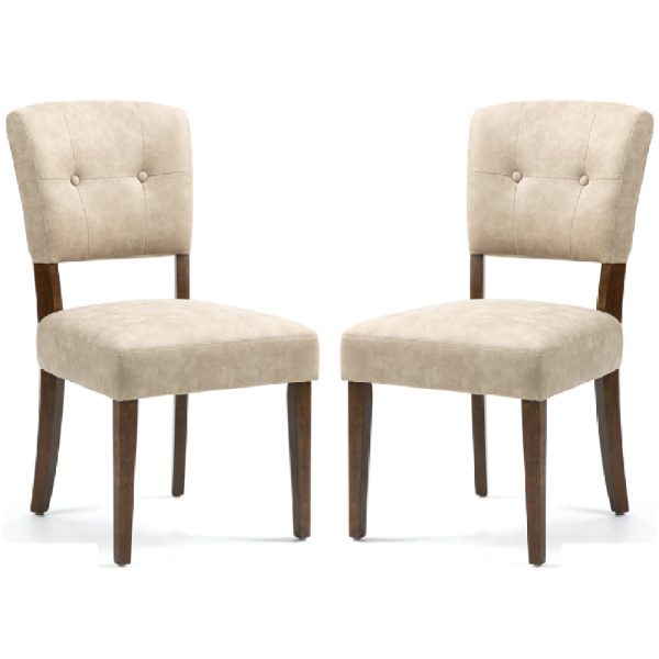 Ontario Beige Bison Fabric Dining Chairs In Pair | Bed Sava
