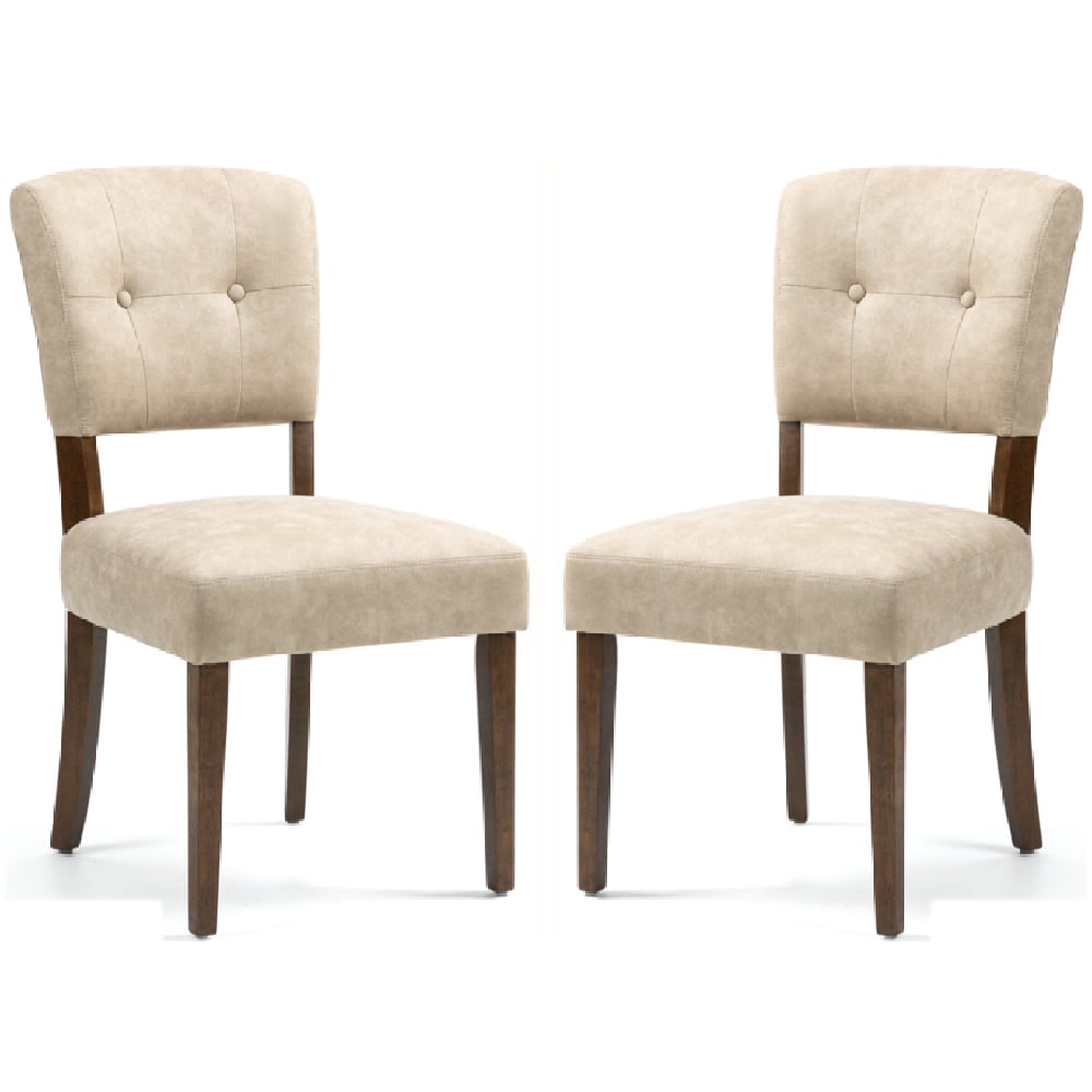 Ontario Beige Bison Fabric Dining Chairs In Pair