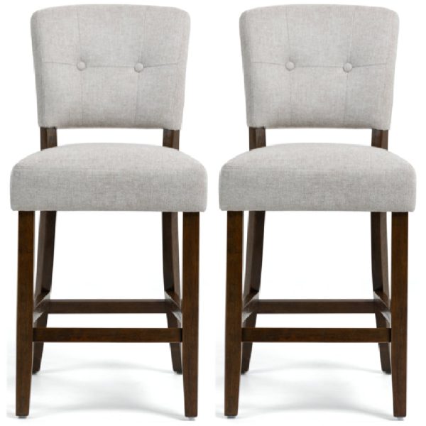 Ontario Beige Fabric Bar Chairs In Pair | Bed Sava