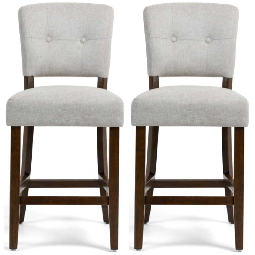 Ontario Beige Fabric Bar Chairs In Pair