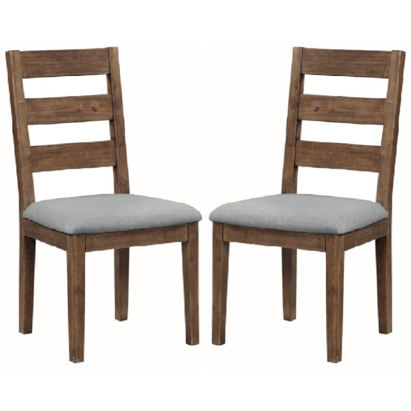 Ontario Dark Oak Wooden Dining Chairs With Fabric Seat In Pair | Bed Sava