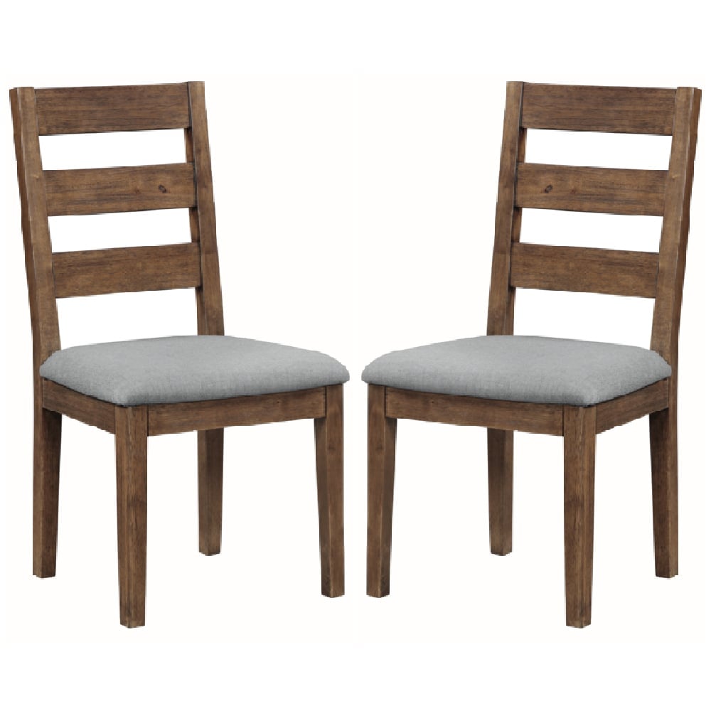 Ontario Dark Oak Wooden Dining Chairs With Fabric Seat In Pair