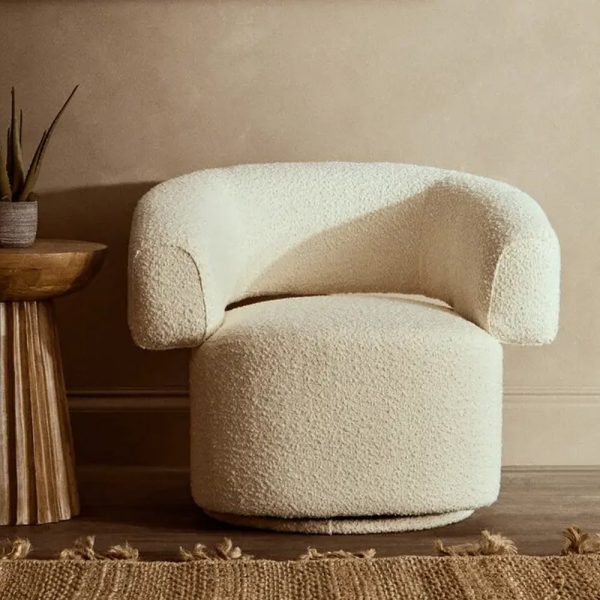 Ontario Fabric Accent Chair In Ivory | Bed Sava