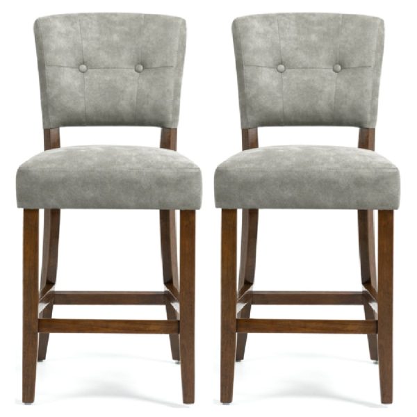 Ontario Grey Bison Fabric Bar Chairs In Pair | Bed Sava