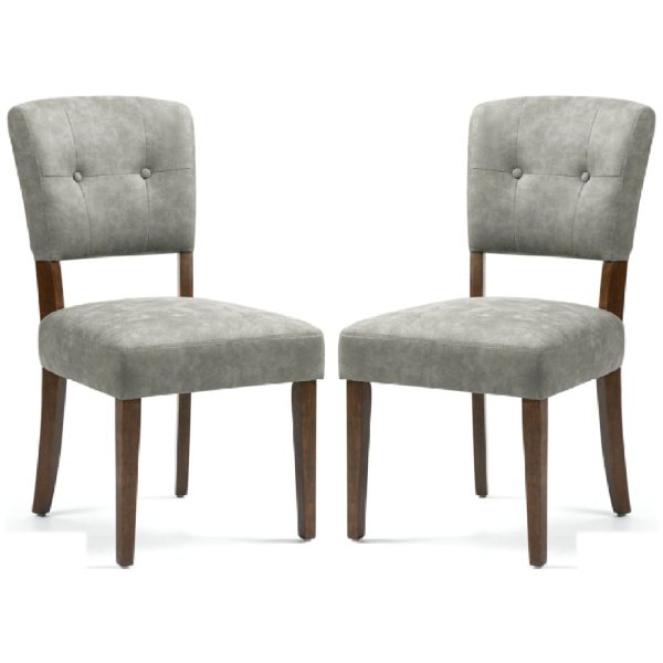 Ontario Grey Bison Fabric Dining Chairs In Pair | Bed Sava