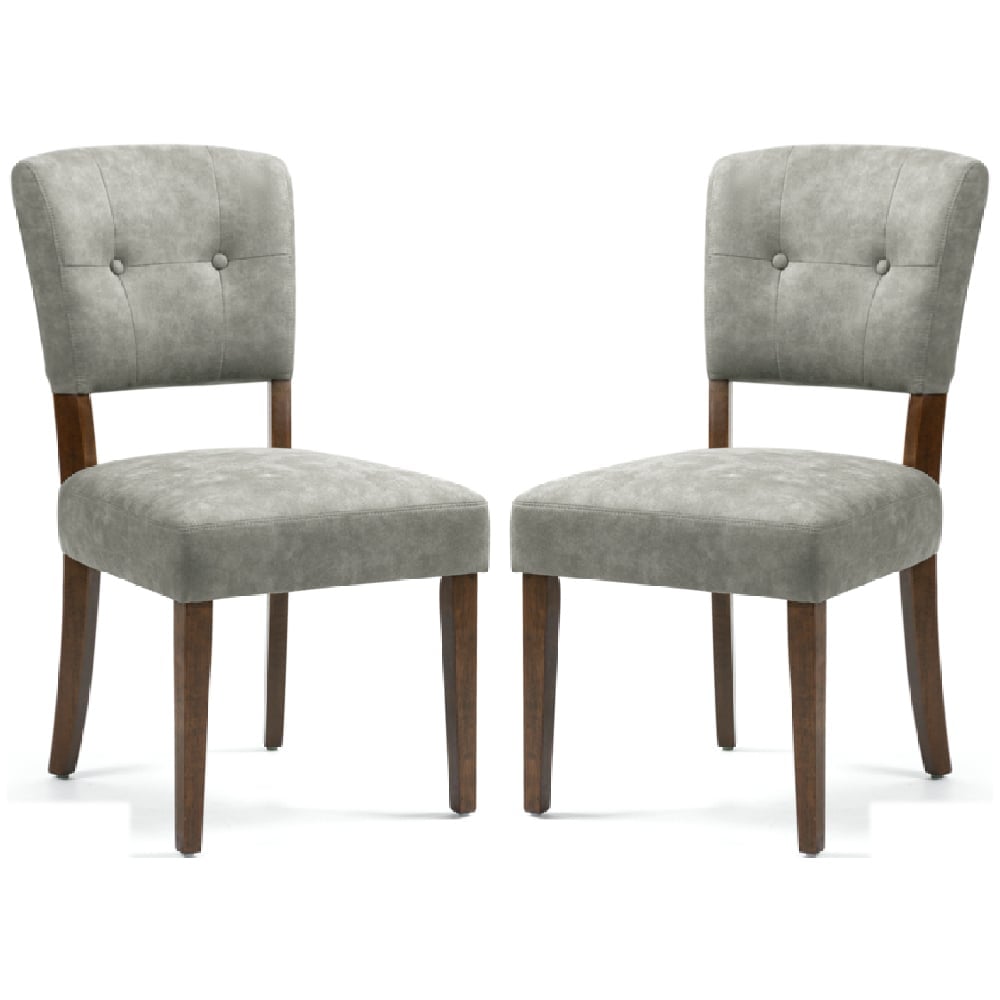 Ontario Grey Bison Fabric Dining Chairs In Pair