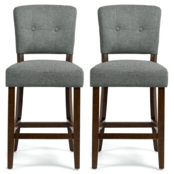 Ontario Grey Fabric Bar Chairs In Pair | Bed Sava