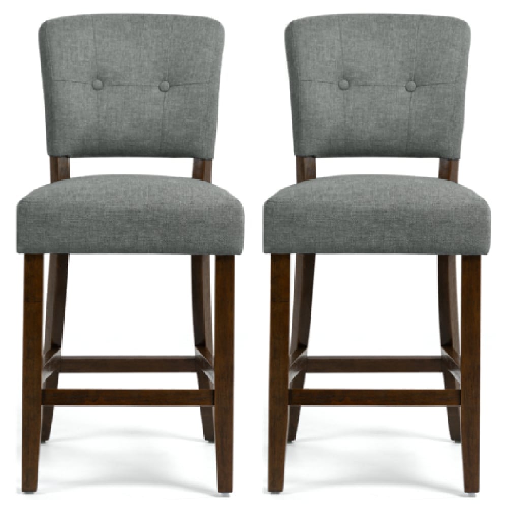 Ontario Grey Fabric Bar Chairs In Pair