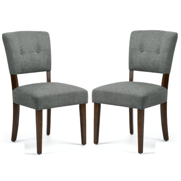 Ontario Grey Fabric Dining Chairs In Pair | Bed Sava