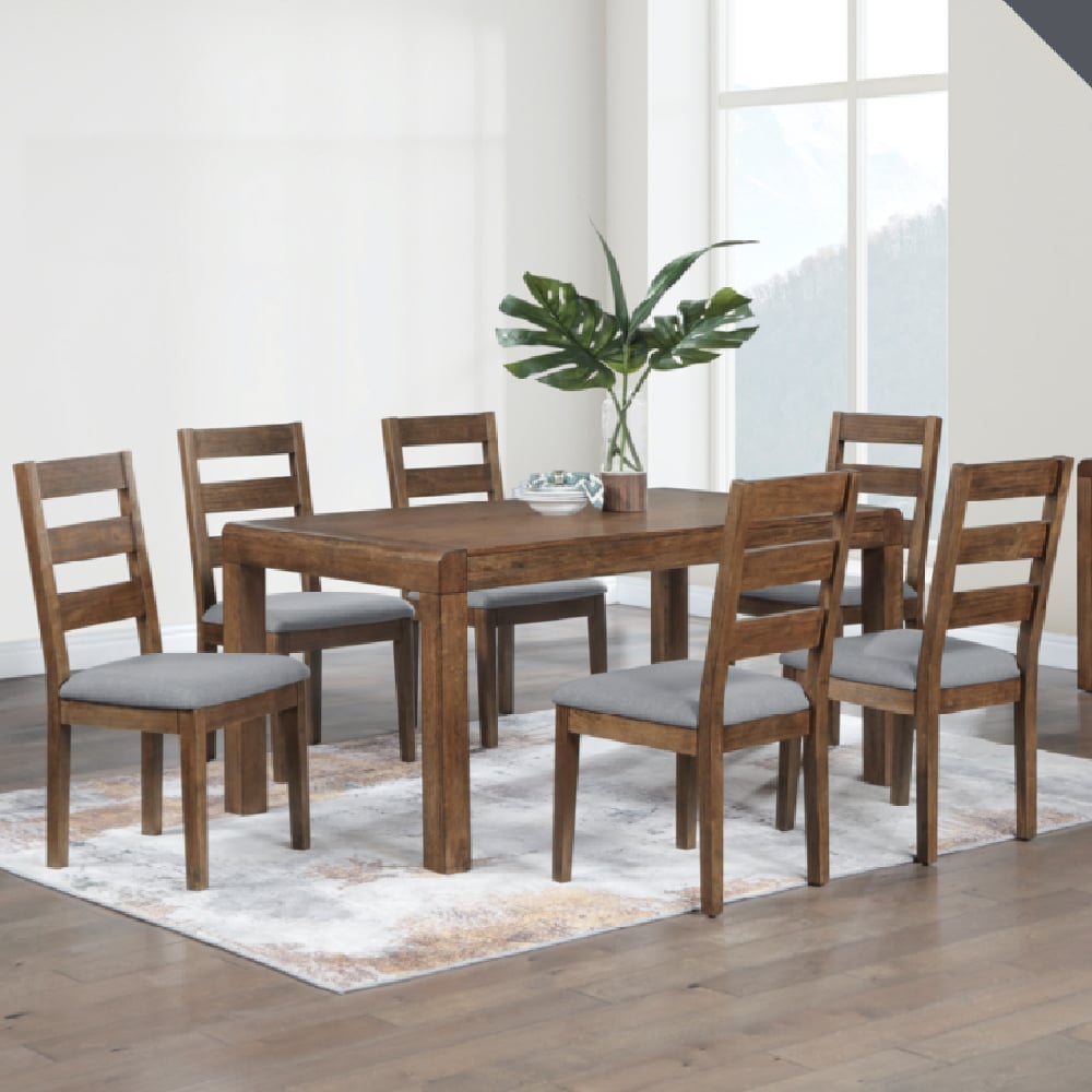 Ontario Large Wooden Dining Table With 6 Chairs In Dark Oak