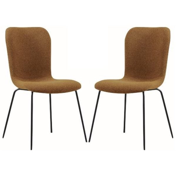 Ontario Tan Fabric Dining Chairs With Black Legs In Pair | Bed Sava