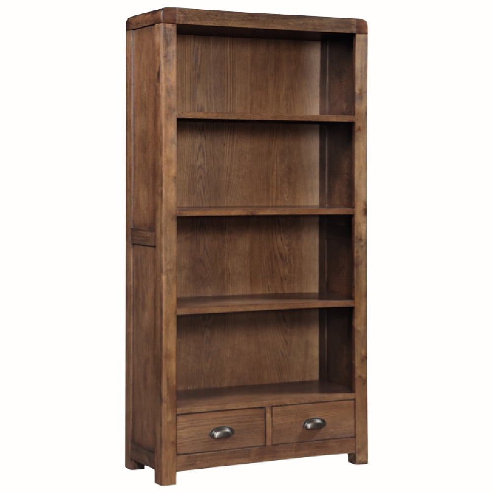 Ontario Wooden Bookcase With 4 Shelves In Dark Oak