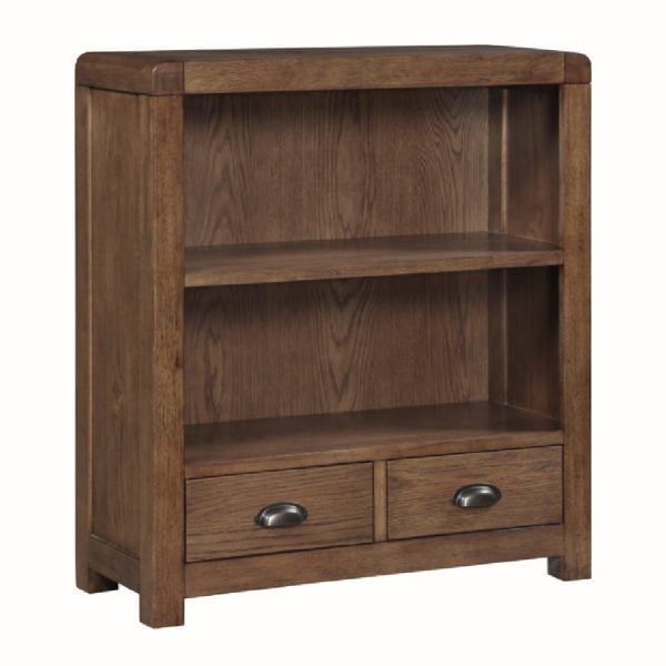 Ontario Wooden Bookcase With 2 Shelves In Dark Oak | Bed Sava