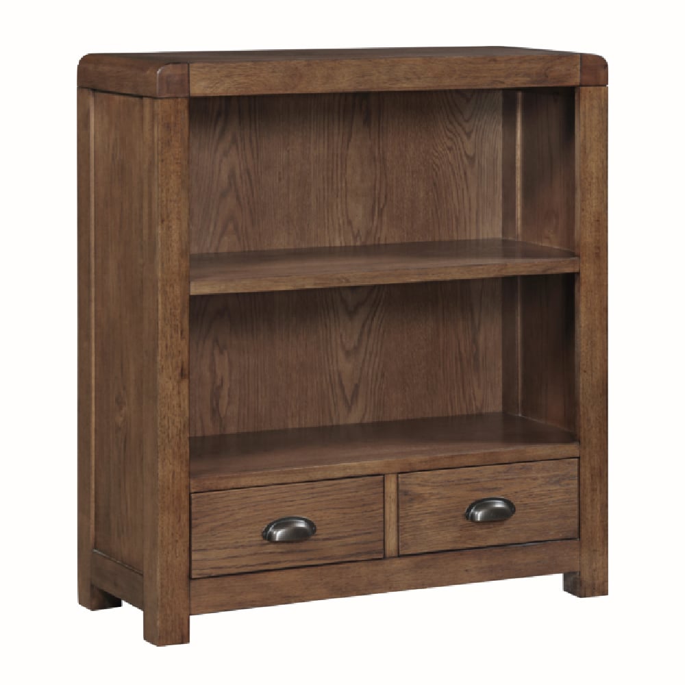Ontario Wooden Bookcase With 2 Shelves In Dark Oak