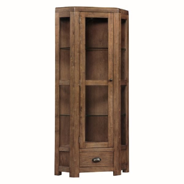 Ontario Wooden Corner Storage Cabinet With 1 Door In Dark Oak | Bed Sava