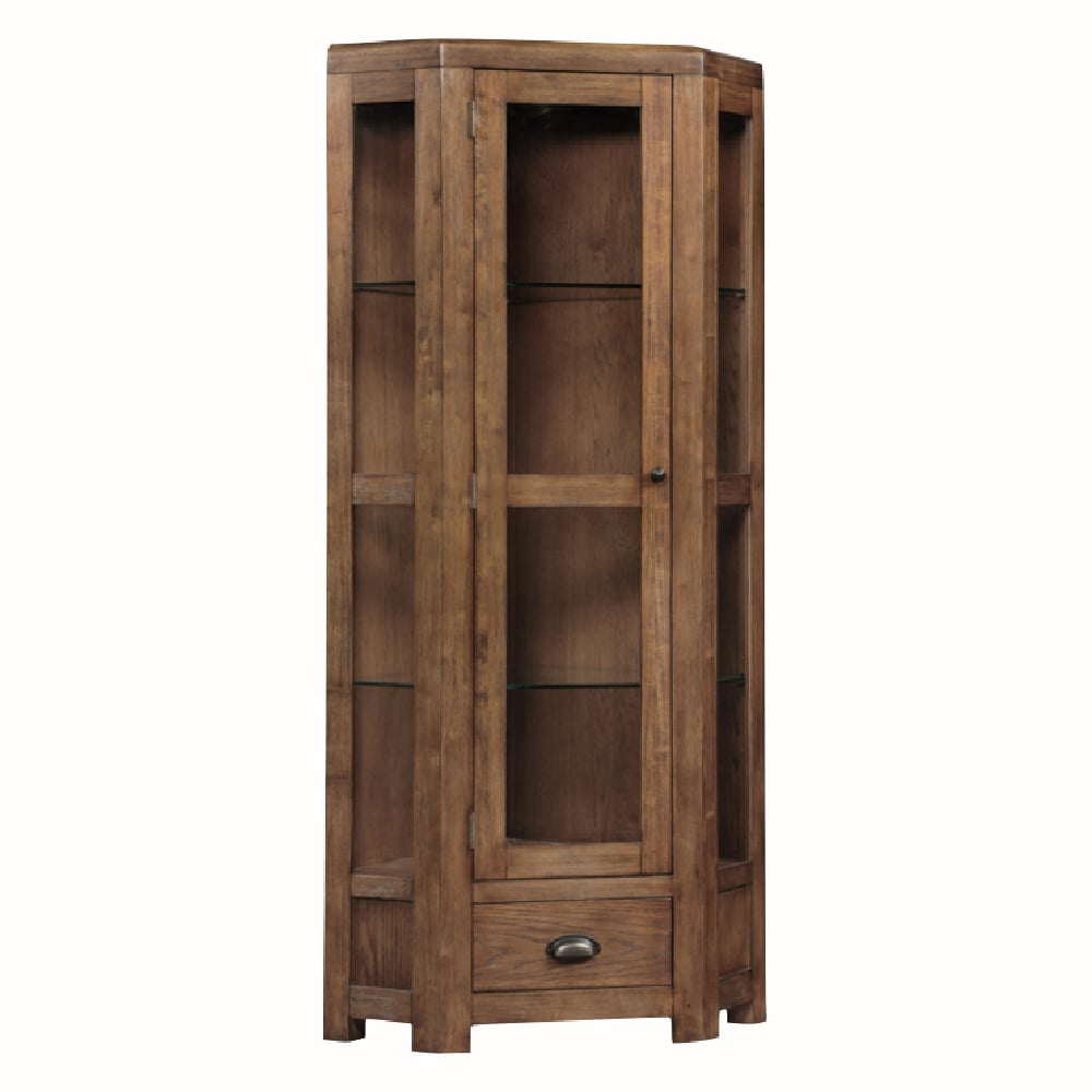 Ontario Wooden Corner Storage Cabinet With 1 Door In Dark Oak