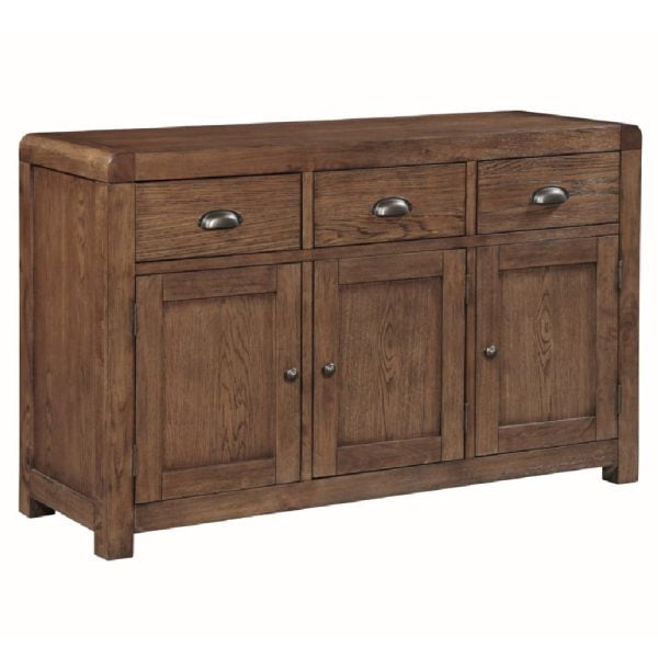 Ontario Wooden Sideboard With 3 Doors 3 Drawers In Dark Oak | Bed Sava
