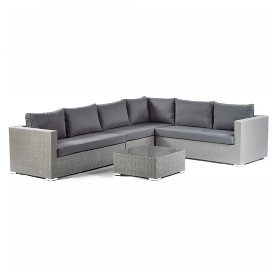 Onyx Rattan Corner Sofa With Coffee Table In Grey