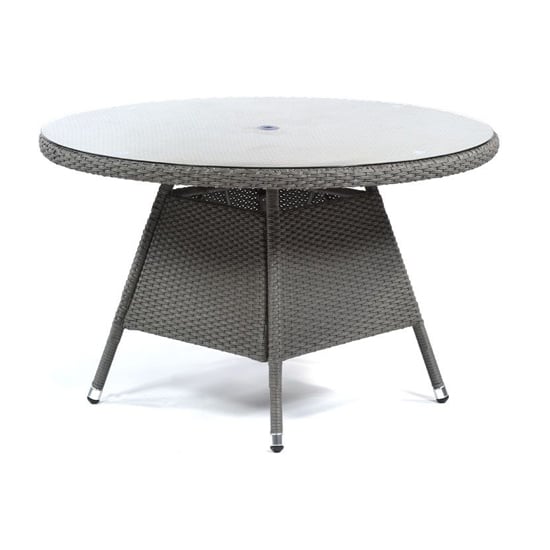 Onyx Rattan Small Round Dining Table With Glass Top In Dark Grey