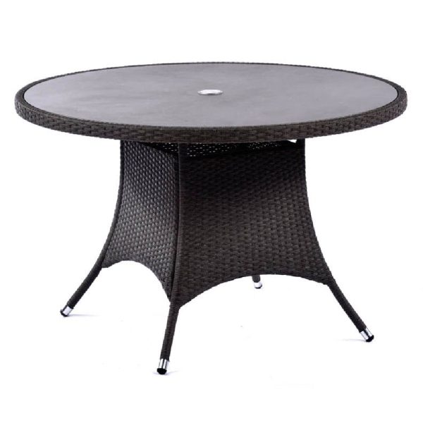 Onyx Rattan Round Dining Table In Ceramic Glass Top | Bed Sava