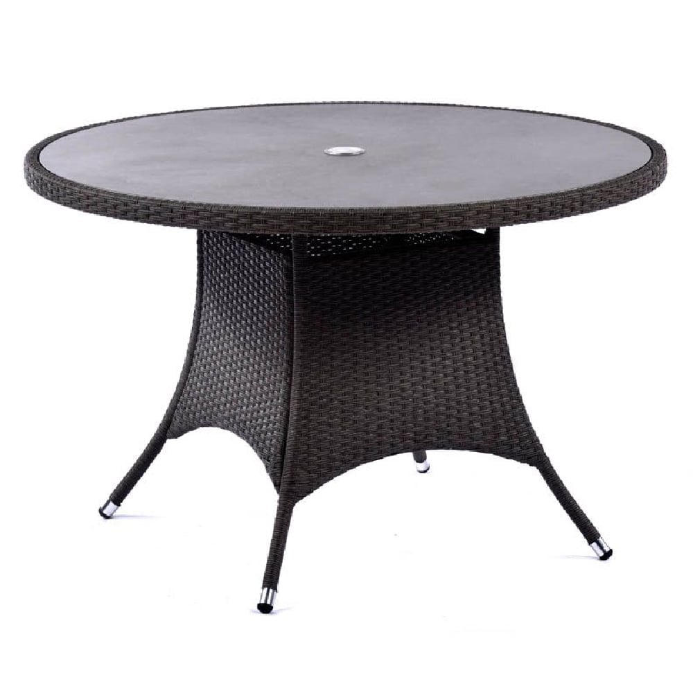 Onyx Rattan Round Dining Table In Ceramic Glass Top