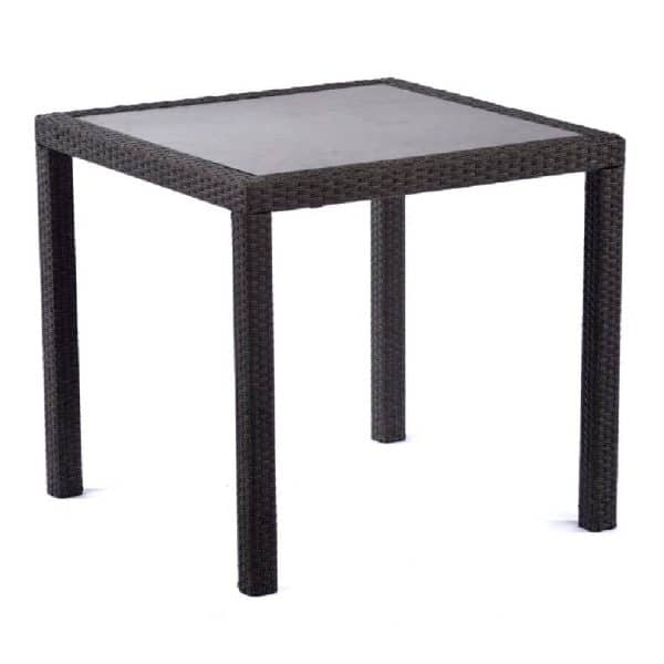 Onyx Rattan Square Dining Table In Ceramic Glass Top | Bed Sava