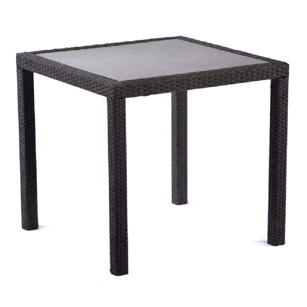 Onyx Rattan Square Dining Table In Ceramic Glass Top