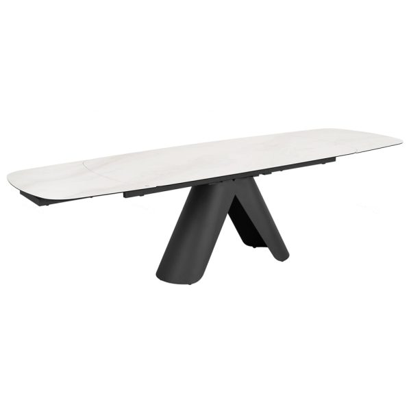 Opelousas Ceramic Marble Extending Dining Table In Matt White | Bed Sava