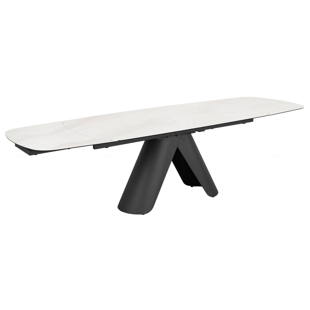 Opelousas Ceramic Marble Extending Dining Table In Matt White