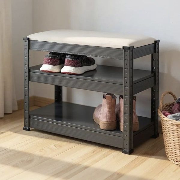 Oraibi Metal Shoe Rack In Anthracite And Grey | Bed Sava