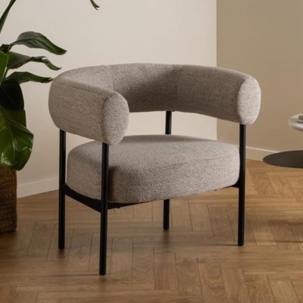 Oregon Fabric Lounge Chair With Black Frame In Beige | Bed Sava