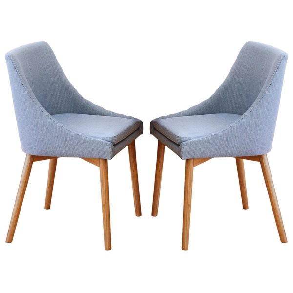Oregon Slate Fabric Dining Chairs With Oak Legs In Pair | Bed Sava