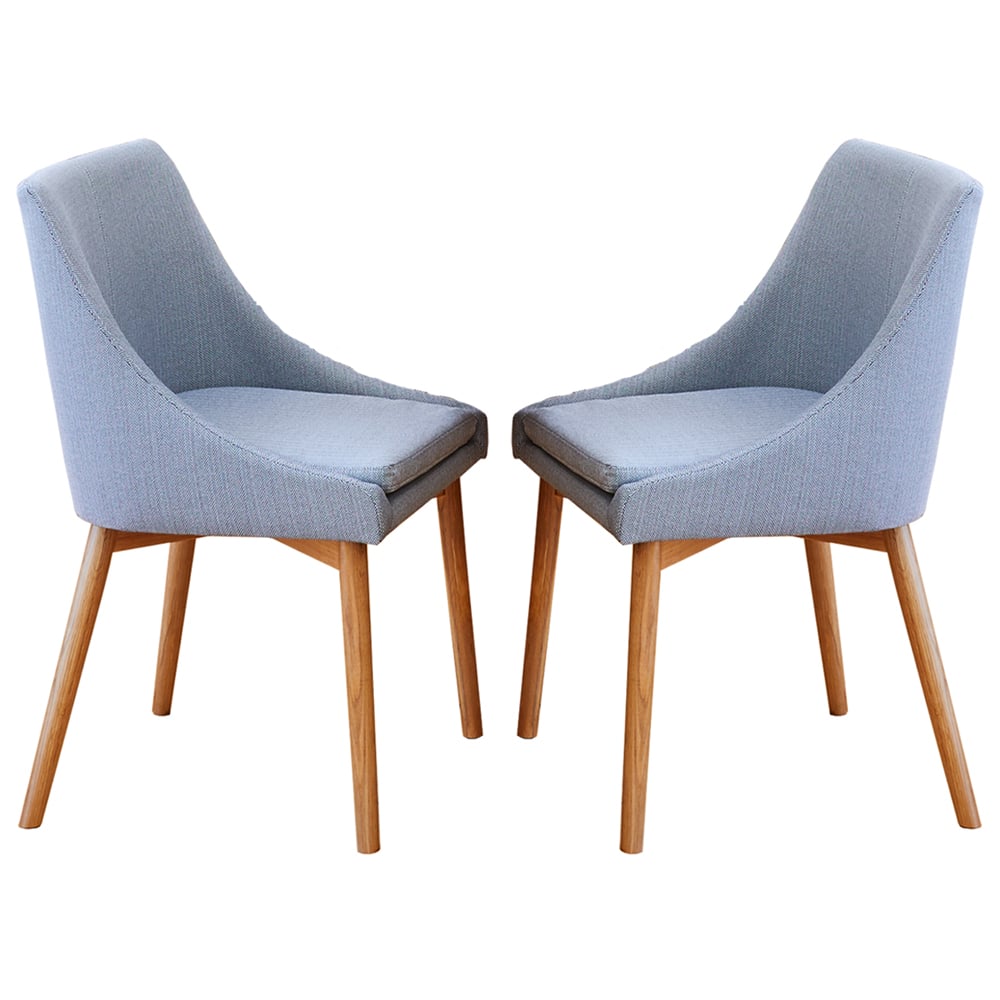 Oregon Slate Fabric Dining Chairs With Oak Legs In Pair