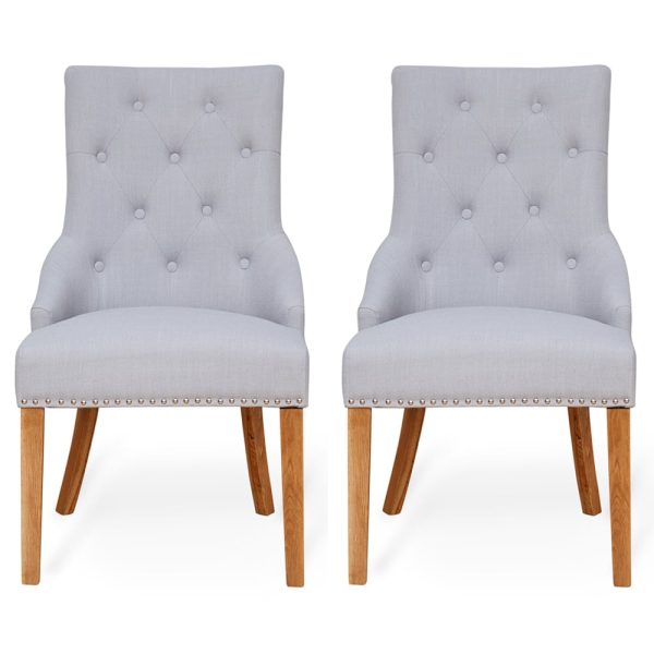 Oregon Slate Grey Fabric Dining Chairs With Oak Legs In Pair | Bed Sava