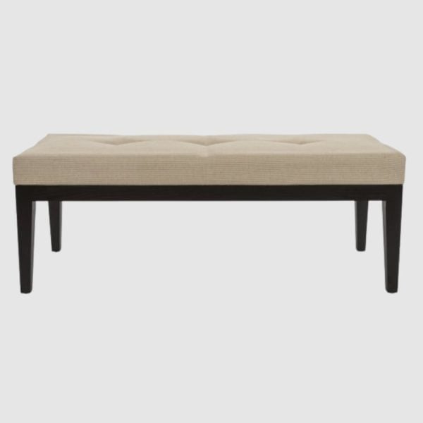 Orillia Fabric Hallway Seating Bench With Wooden Frame In Beige | Bed Sava