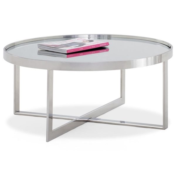 Orillia Mirrored Top Coffee Table With Steel Frame | Bed Sava