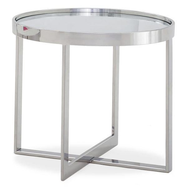 Orillia Mirrored Top End Table With Steel Frame | Bed Sava