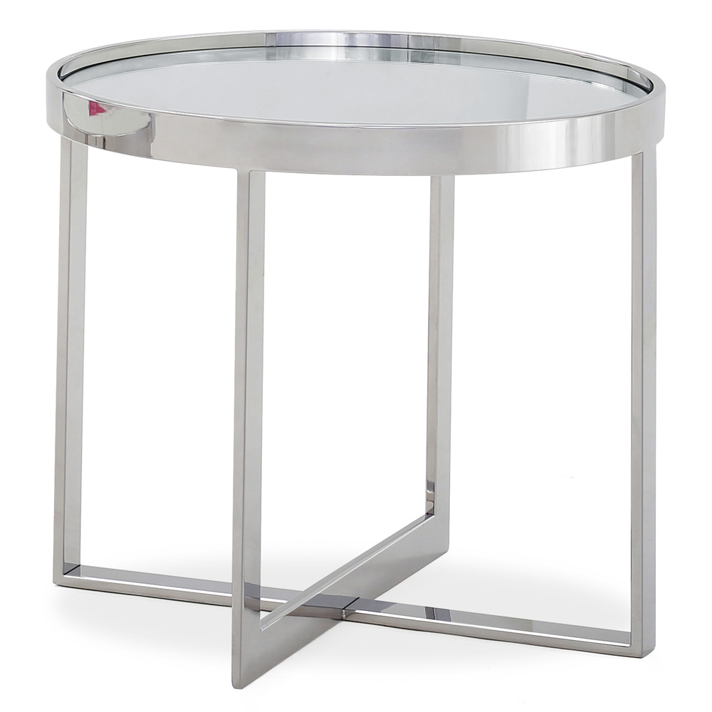 Orillia Mirrored Top End Table With Steel Frame