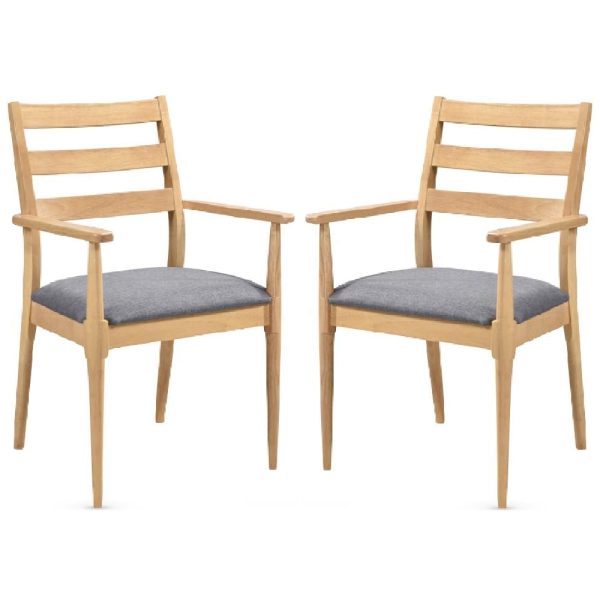 Orillia Oak Wooden Carver Dining Chairs With Fabric Seat In Pair | Bed Sava