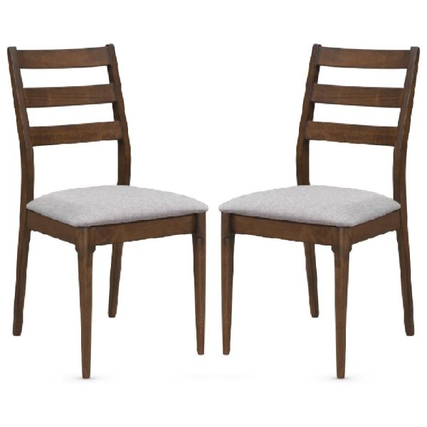Orillia Walnut Wooden Dining Chairs With Fabric Seat In Pair | Bed Sava