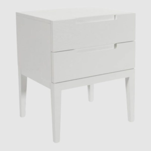 Orillia Wooden Bedside Cabinet With 2 Drawers In White | Bed Sava