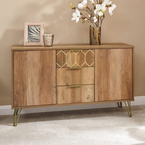 Ormskirk Wooden Sideboard With 2 Doors 3 Drawers In Oak | Bed Sava