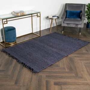 Oromo Small Chunky Jute Rug In Navy | Bed Sava