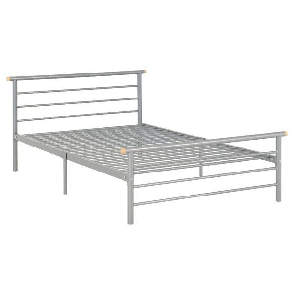 Osaka Metal Small Double Bed In Silver | Bed Sava