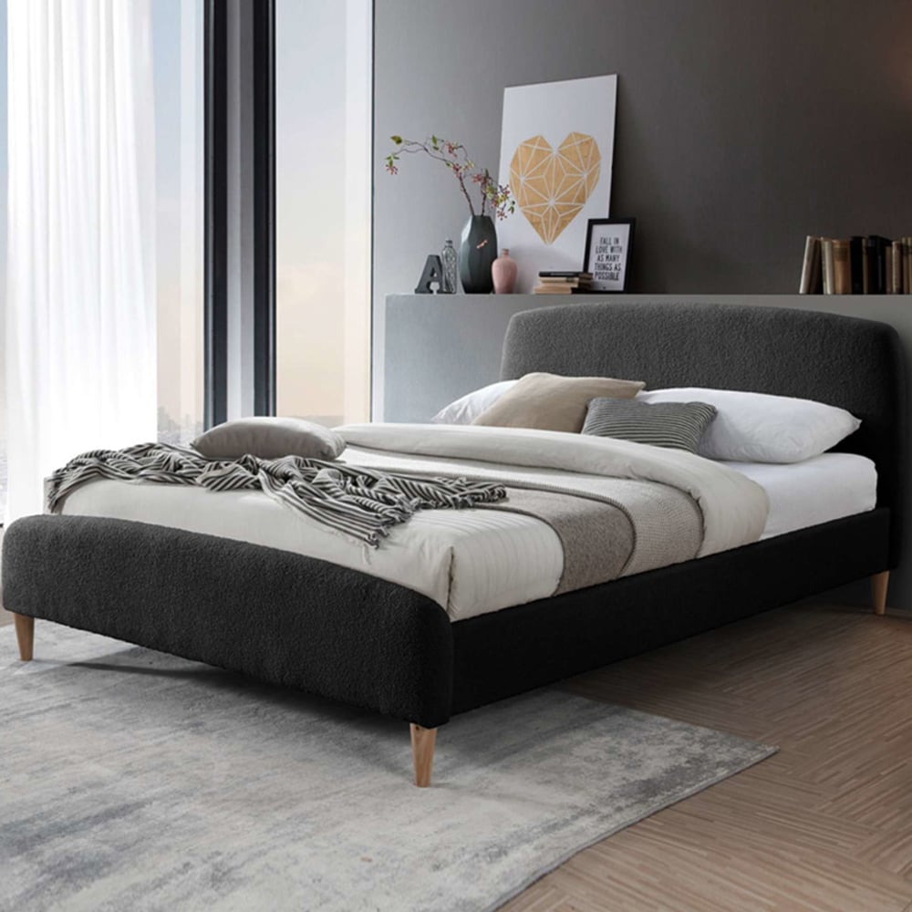 Otaola Fabric Double Bed In Charcoal