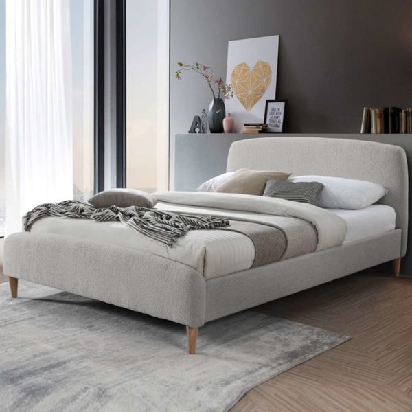 Otaola Fabric Double Bed In Dove Grey | Bed Sava