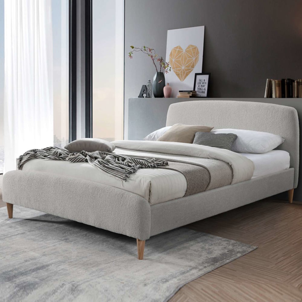 Otaola Fabric King Size Bed In Dove Grey